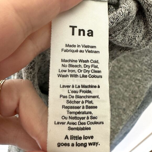 TNA Top Women’s Small Long Sleeve Pullover Crew Heathered Gray Basic - Picture 4 of 7